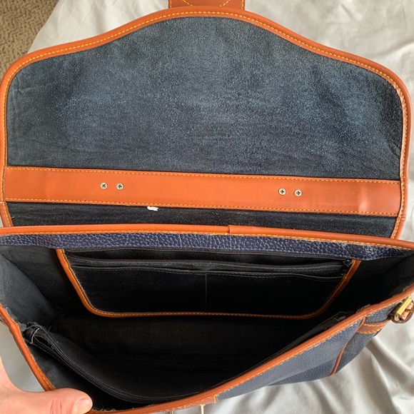 Dooney & Bourke Navy and Tan Leather Briefcase - Picture 12 of 15